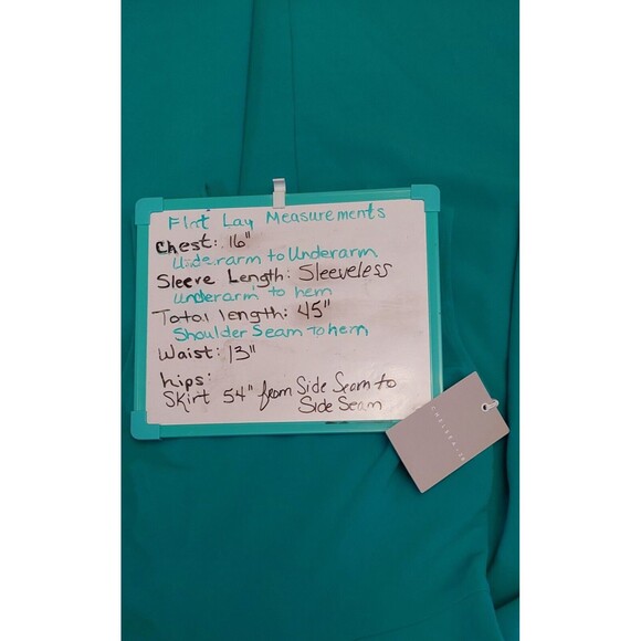 Chelsea 28 Full Skirt Fit And Flare Green Sleeveless Dress Sz XS NWT pockets - Picture 7 of 7